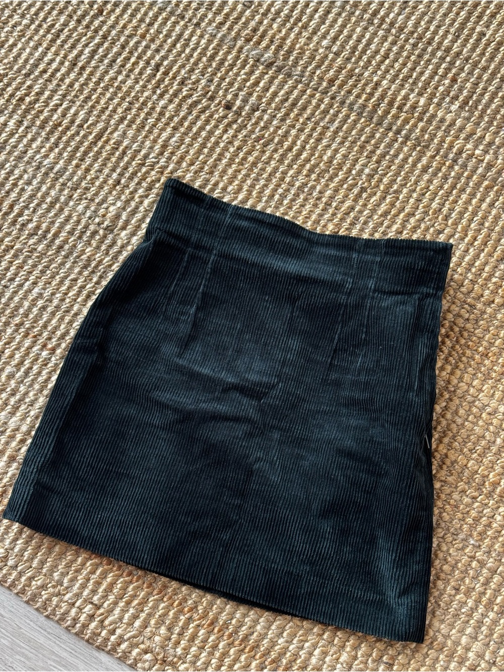 Dark Green Corduroy Mini Skirt - Women